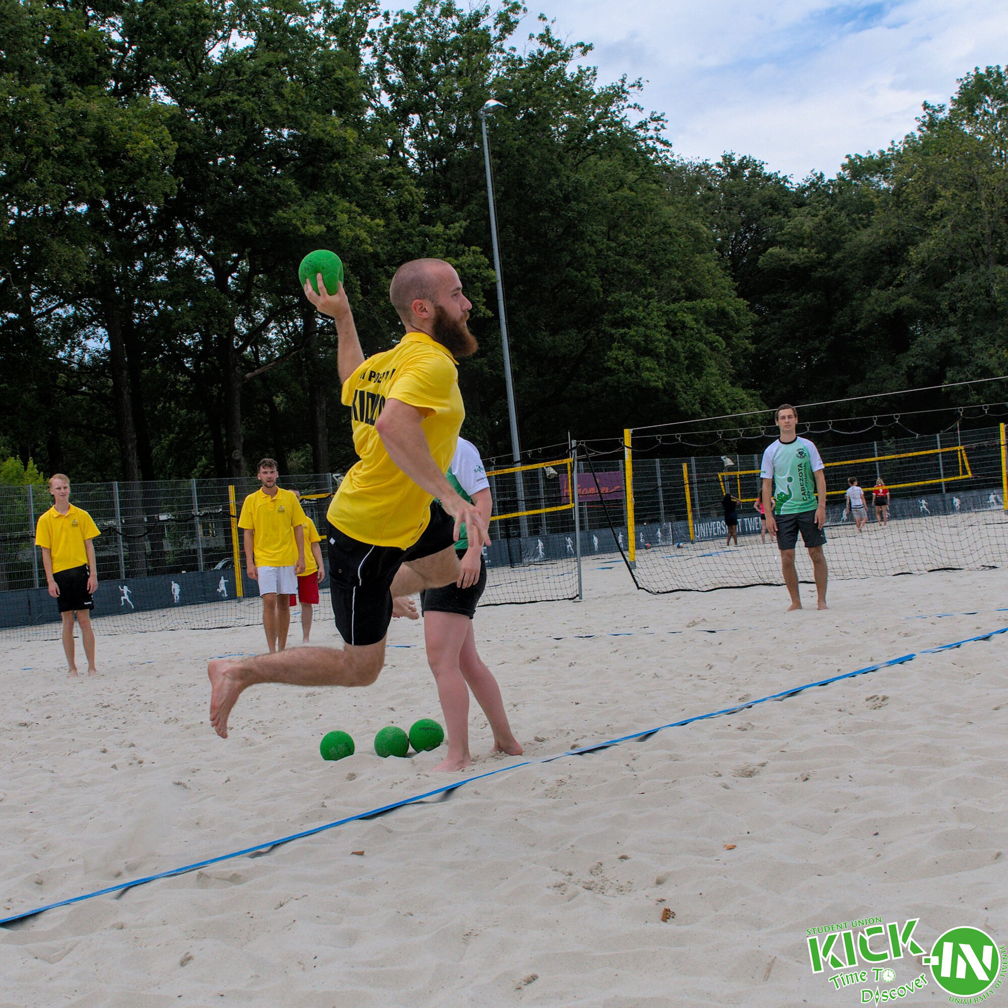 Figure 2: One of the workshops we did during the kick-in; playing beach-handbal.