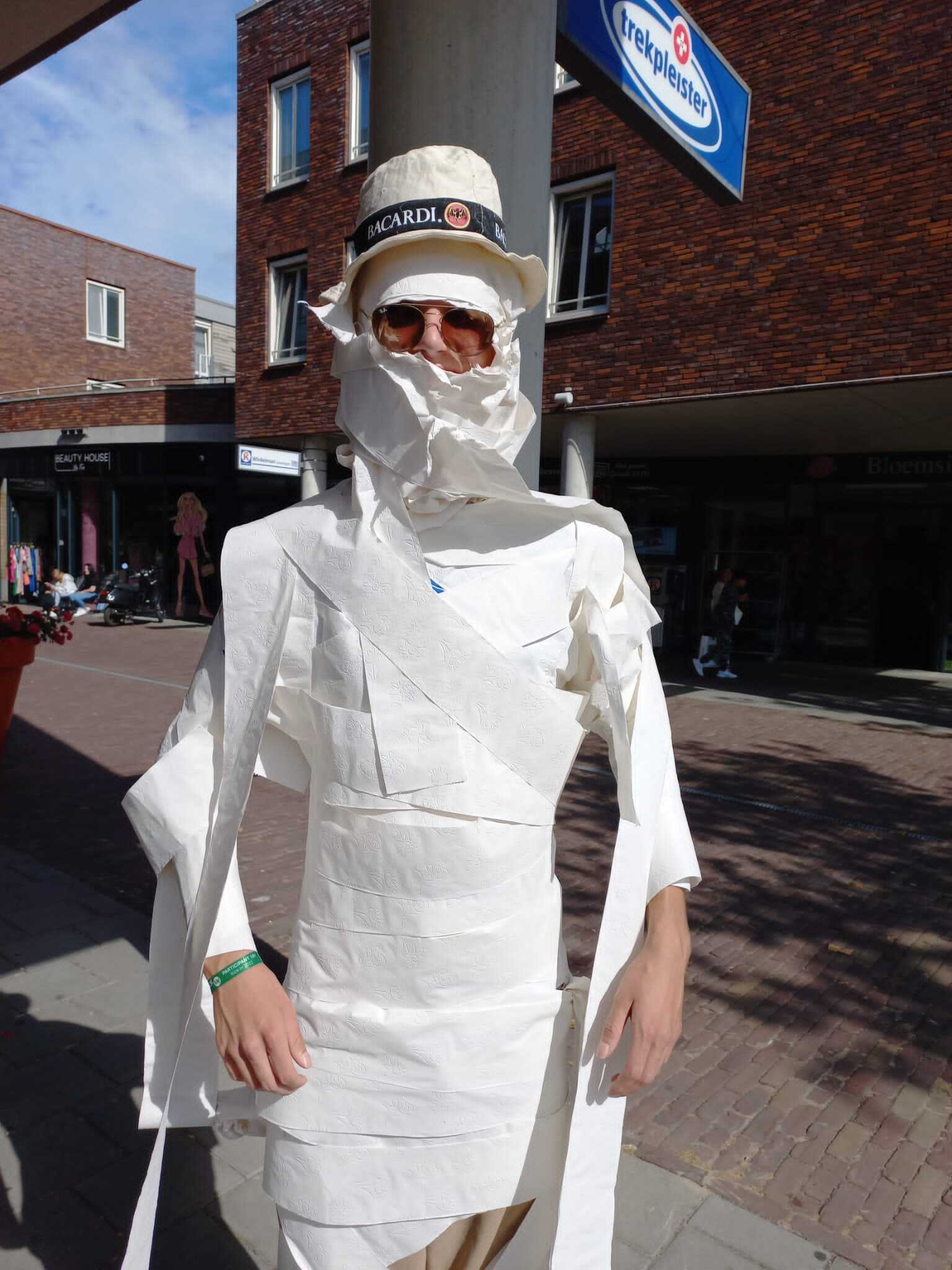 A Perry XI kiddo mummified for one of the challenges