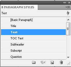 Figure 2: The toolbar that holds all predefined paragraph styles that are used in The Vonk.